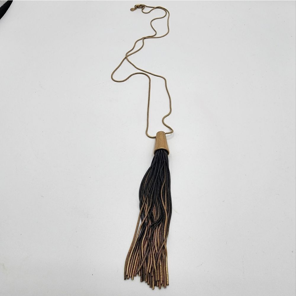 Versona black & gold tassel necklace